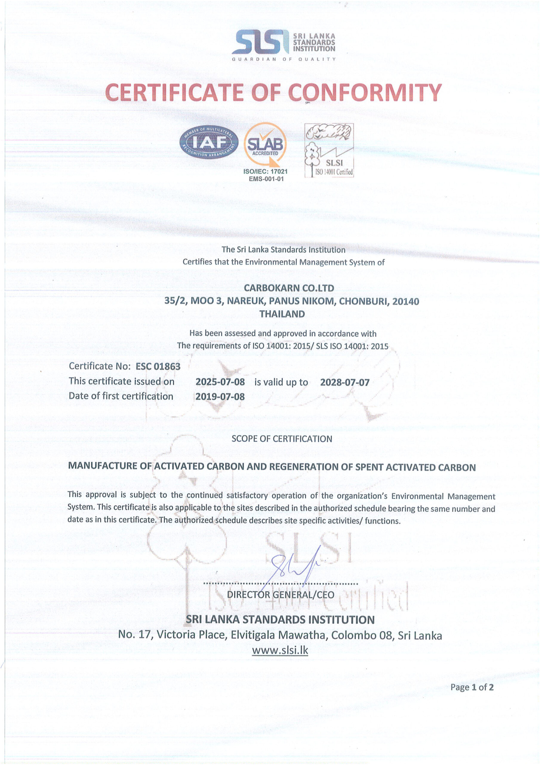 ISO Cer 14001